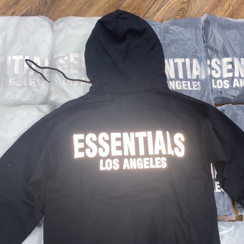 Áo hoodie phản quang đen trắng essential chất đẹp bao rẻ toàn quốc