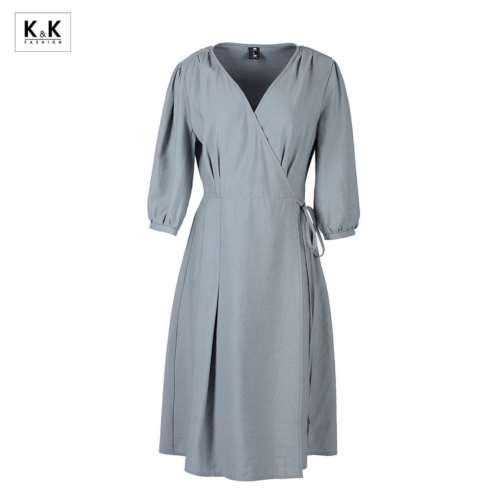 Đầm Công Sở Wrap Dress Tay Lỡ K&K Fashion KK106-13