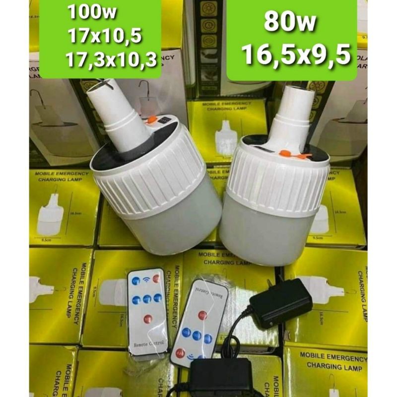 (HÀNG CHÍNH HÃNG) Bóng đèn tích điện 100w 5 cấp độ sáng kèm điều khiển và tấm năng lượng mặt trời