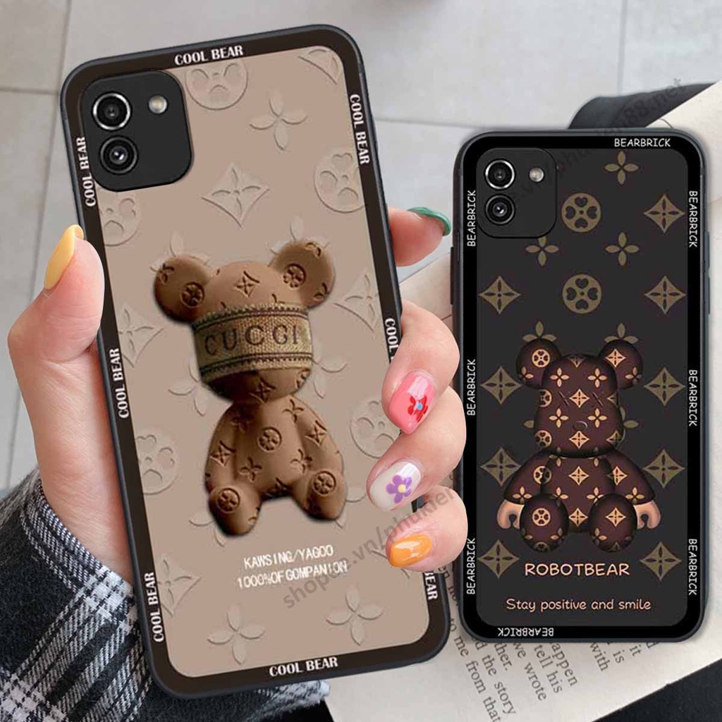 Ốp Samsung A03 bear, k@ws thương hiệu phong cách ốp lưng thời trang cao cấp