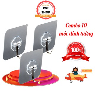 Móc treo quần áo dán tường combo 10 chiếc, 10 chiếc móc dán tường siêu dính