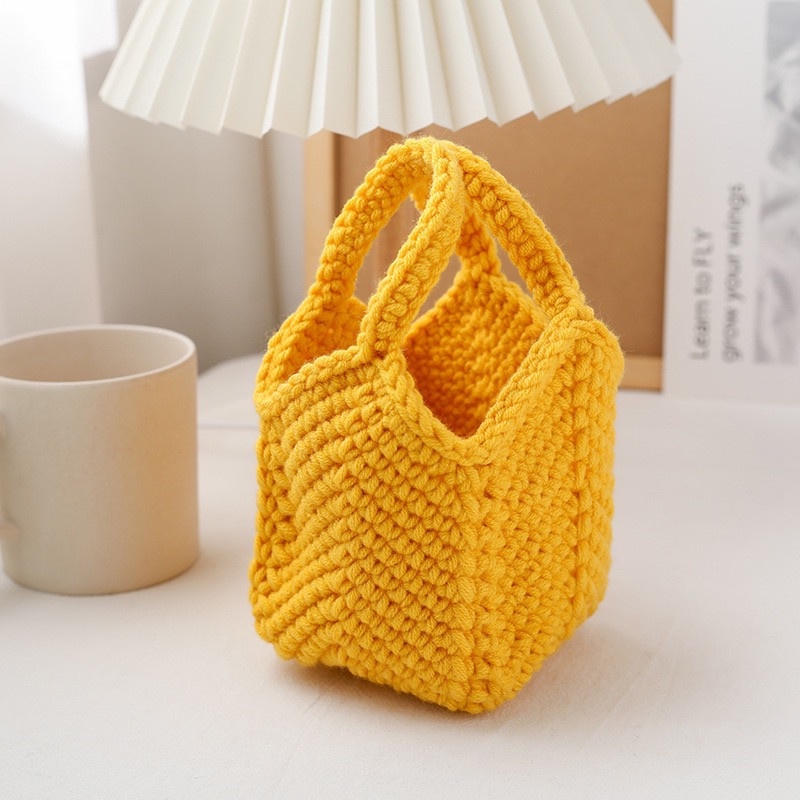 Túi Xách Đan Len Màu Trơn Đơn Giản Thời Trang Mùa Thu Cho Bé