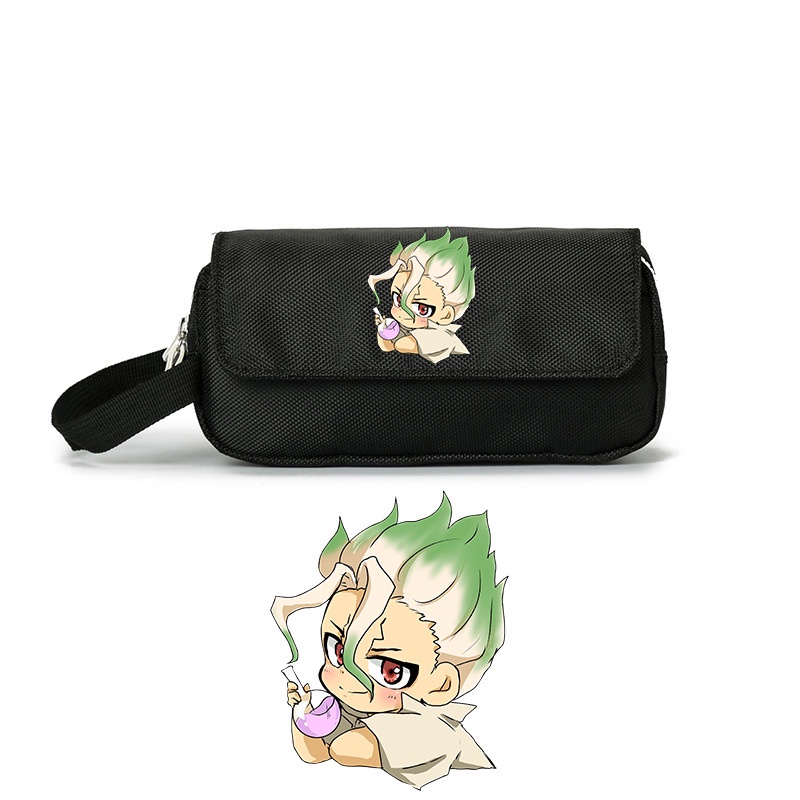 Hộp bút vải canvas IN HÌNH Dr. Stone Tiến sĩ đá anime chibi phụ kiện học tập tiện lợi