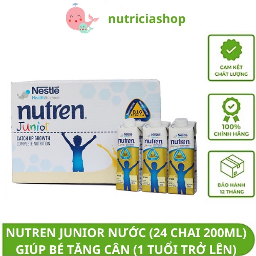 Sữa nước Nestle Nutren Junior vị Vani Combo 24 hộp 200ml date T11/2023