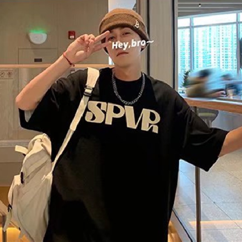 Áo Thun Tay Ngắn Dáng Rộng In Chữ Phong Cách Hip Hop Hàn Quốc Thời Trang Mùa Hè Cho Nam Giới Có Size M-5XL