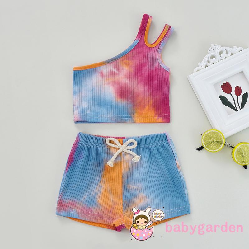 Set Áo Thun Không Tay Màu Trơn + Quần Dài Cho Bé Gái Từ 1-5 Tuổi