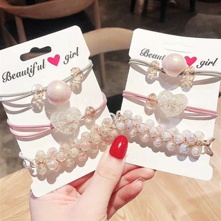 Dây Buộc Tóc Scrunchies Đính Đá Hình Trái Tim Phong Cách Hàn Quốc Dành Cho Nữ - PK42