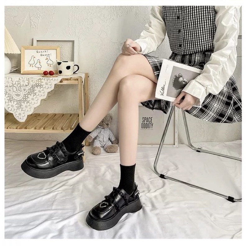 [Sẵn] Giày Oxford Lolita đính trái tim ( BÓNG VÀ NHÁM ) Size 35 - 40 A08-8