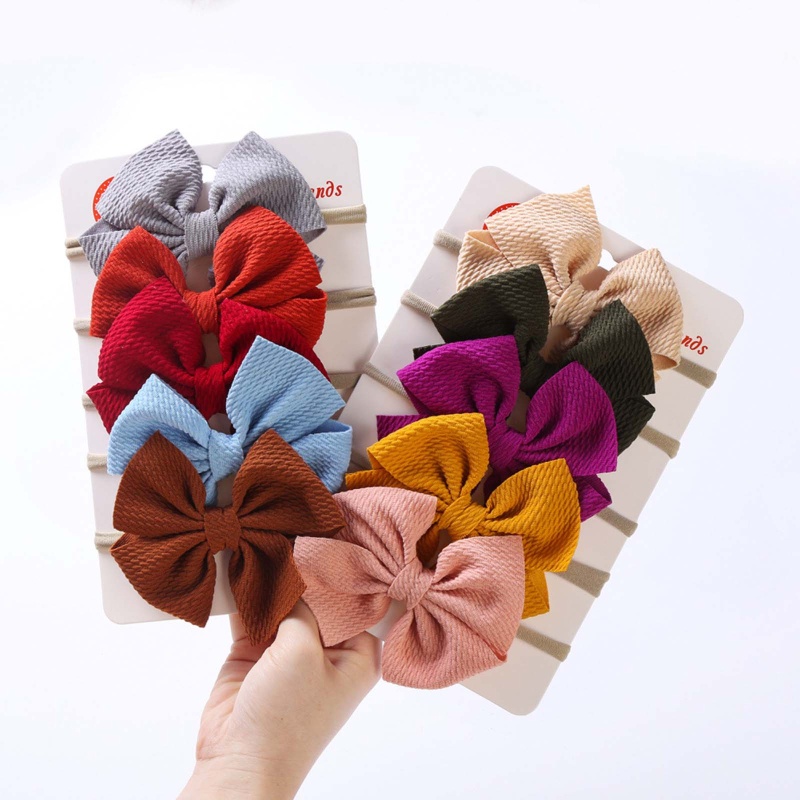 Set 5 Băng Đô Nơ Co Giãn Mềm Mại Thời Trang Cho Bé Gái