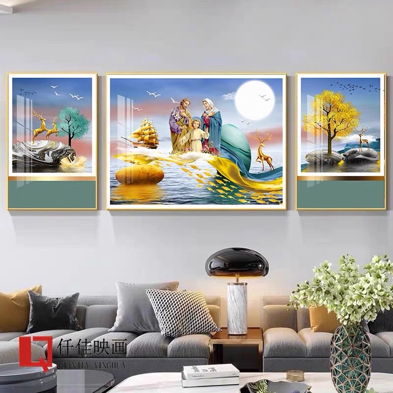 Tranh Công Giáo Tráng Gương Treo Tường Chúa Giêsu và Đức Mẹ/ Gia đình Thánh Gia Bình An Làm Quà Tân Gia