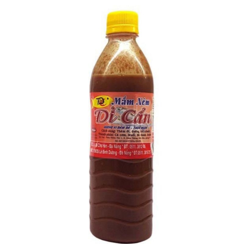 Mắm nêm Dì Cẩn Đà Nẵng chai 500ml  siêu ngon - chấm Bánh Tráng thịt heo , Chấm các loại gỏi , trộn Các Loại bún mắm