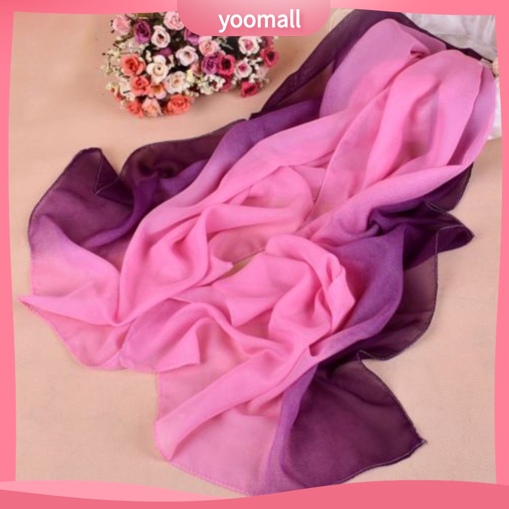 Yomall♡ Khăn Choàng Chiffon Dài Màu Gradient Mềm Mại Thời Trang Đi Biển Cho Nữ