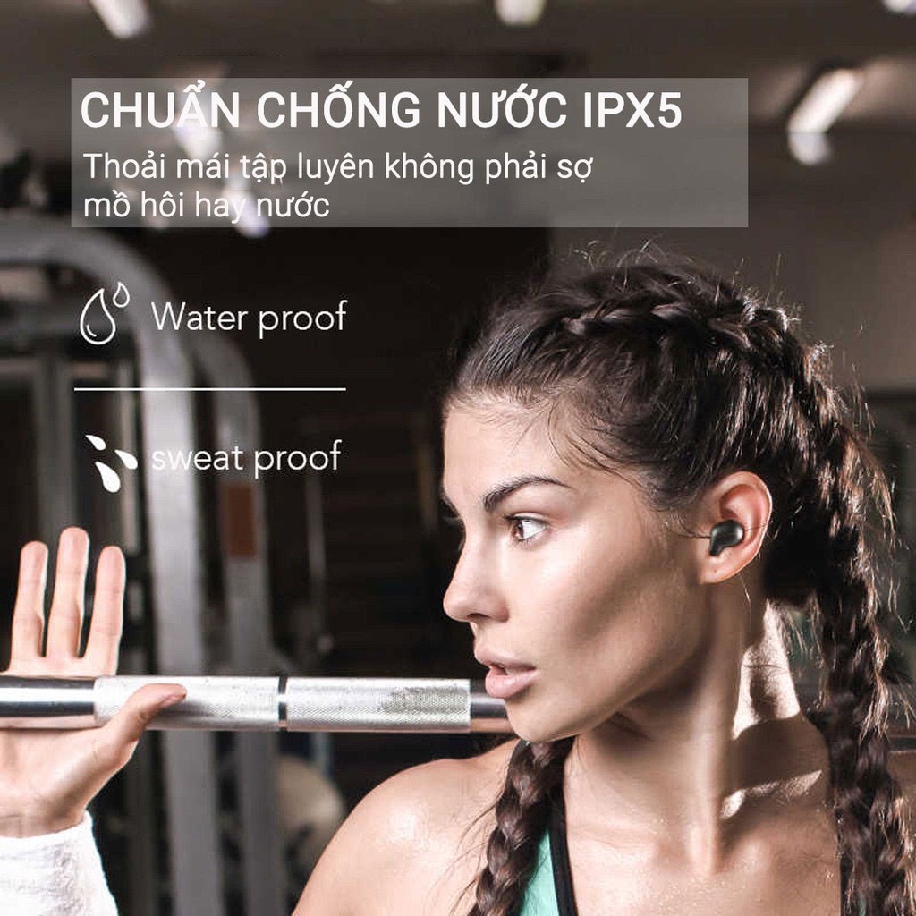Tai nghe gaming true wireless Haylou T15 tích hợp sạc dự phòng 2200mAh, chống nước IPX5