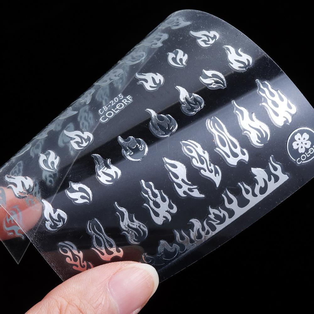 Hình Dán Trang Trí Móng Tay Họa Tiết Hoạt Hình Dễ Thương|Giấy Dán Móng Tay 3D Màu Trắng Đen