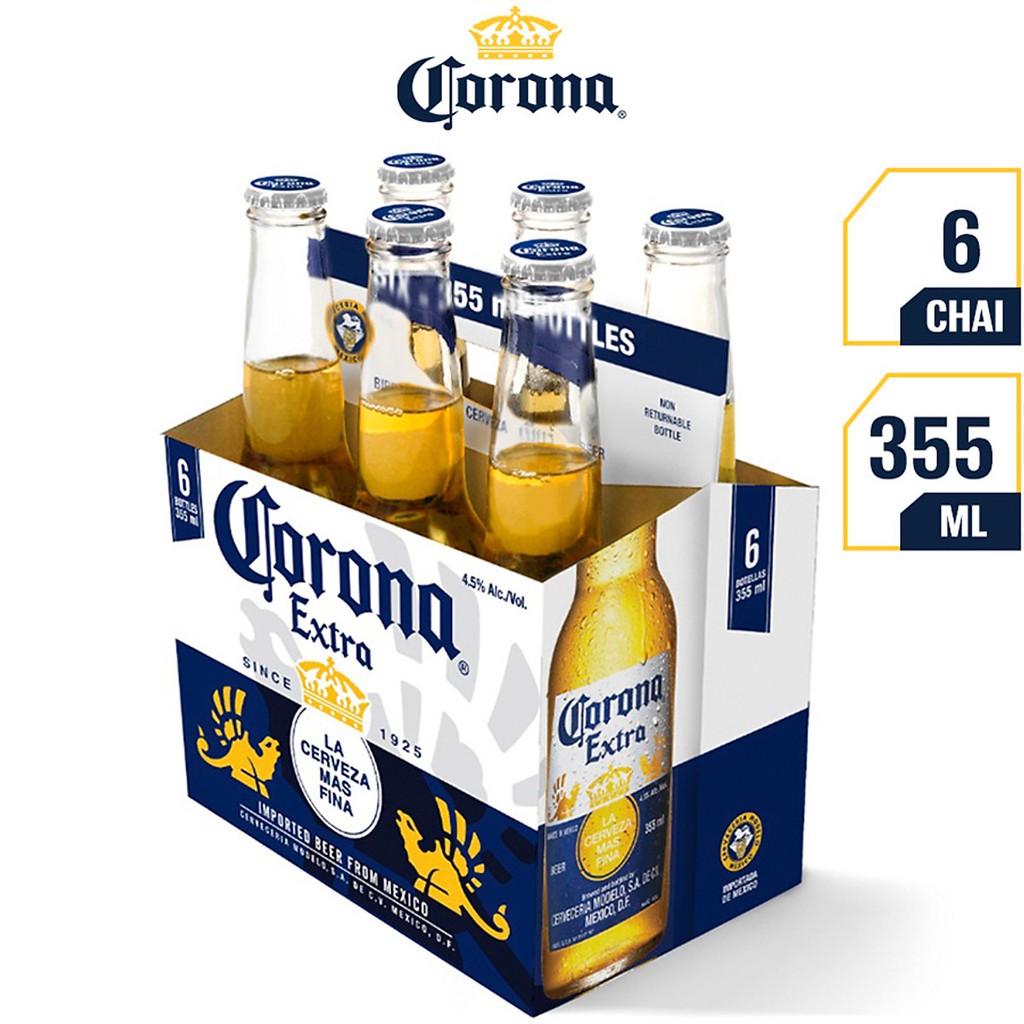 Bia Corona Extra 24 chai 355ml nhập khẩu Mexico | Chính Hãng