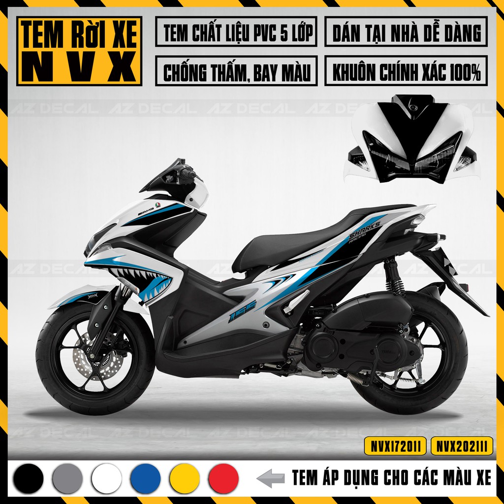 Tem Cá Mập Xe NVX 2017 - 2021 Chọn Màu | NVX11 | Tem Rời NVX Chất Liệu Decal Cao Cấp Dán Xe 155 V1/V2