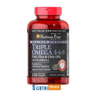 [CHÍNH HÃNG] Viên uống đẹp da, tăng cường hệ miễn dịch Triple Omega 3-6-9 Puritan's Pride Omega 3 6 9 120 viên