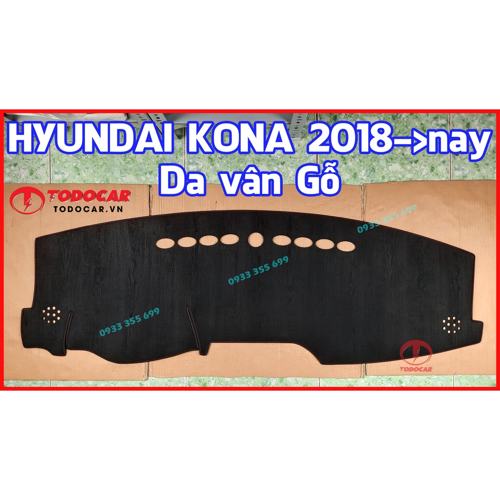 Thảm Taplo HYUNDAI KONA bằng Nhung lông Cừu, Da vân Carbon, Da vân Gỗ 2018 2019 2020 2021 2022