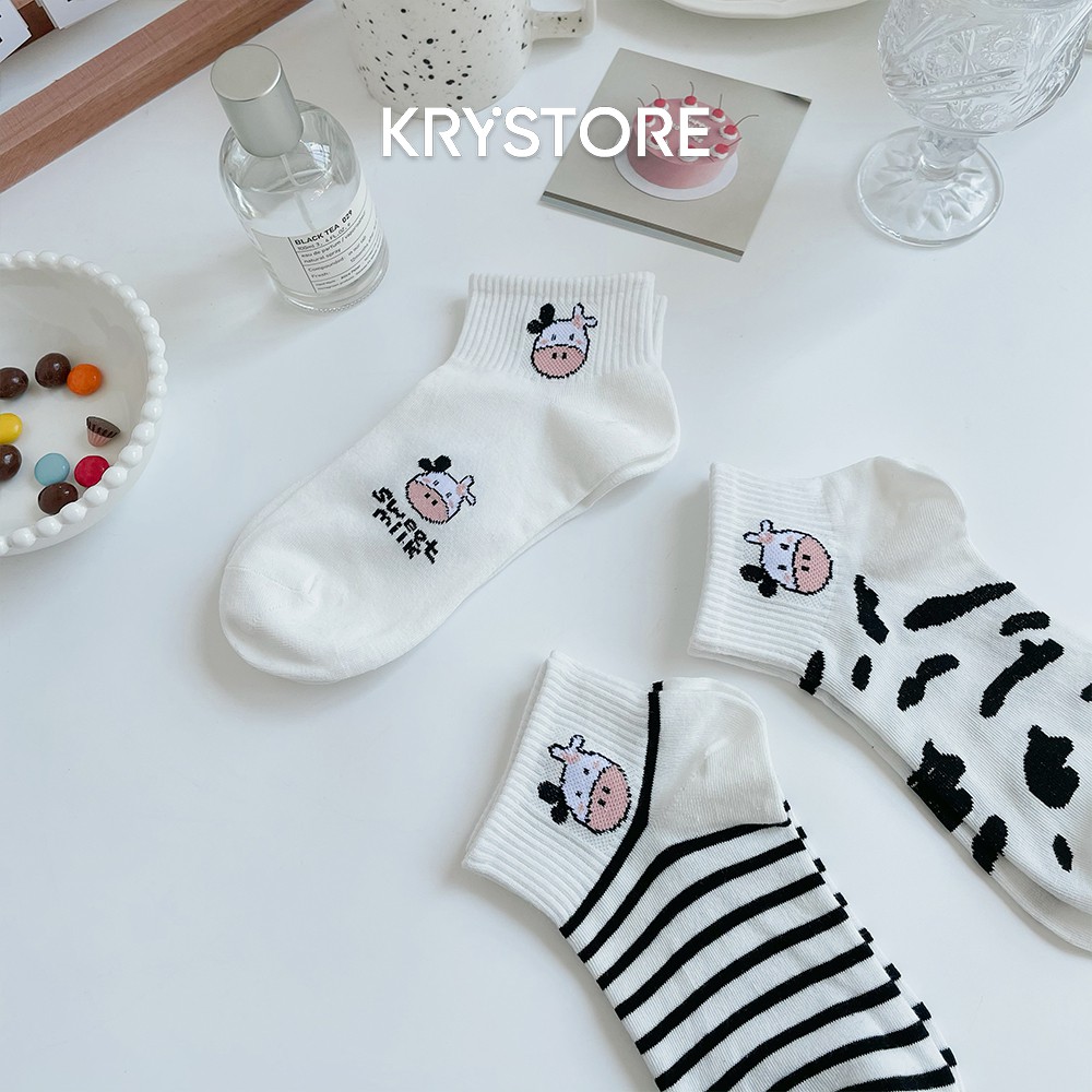 Tất bò sữa ngắn cổ chất đẹp hình cute dễ thương phong cách Hàn Quốc NC19