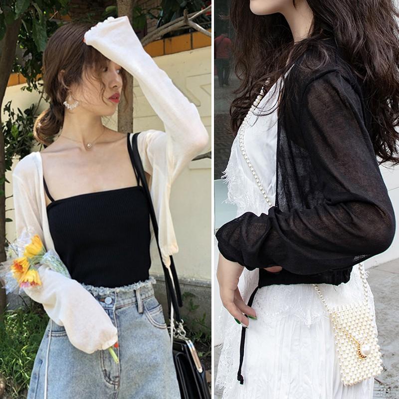 Áo khoác dệt kim tay dài chống nắng cho nữ | BigBuy360 - bigbuy360.vn