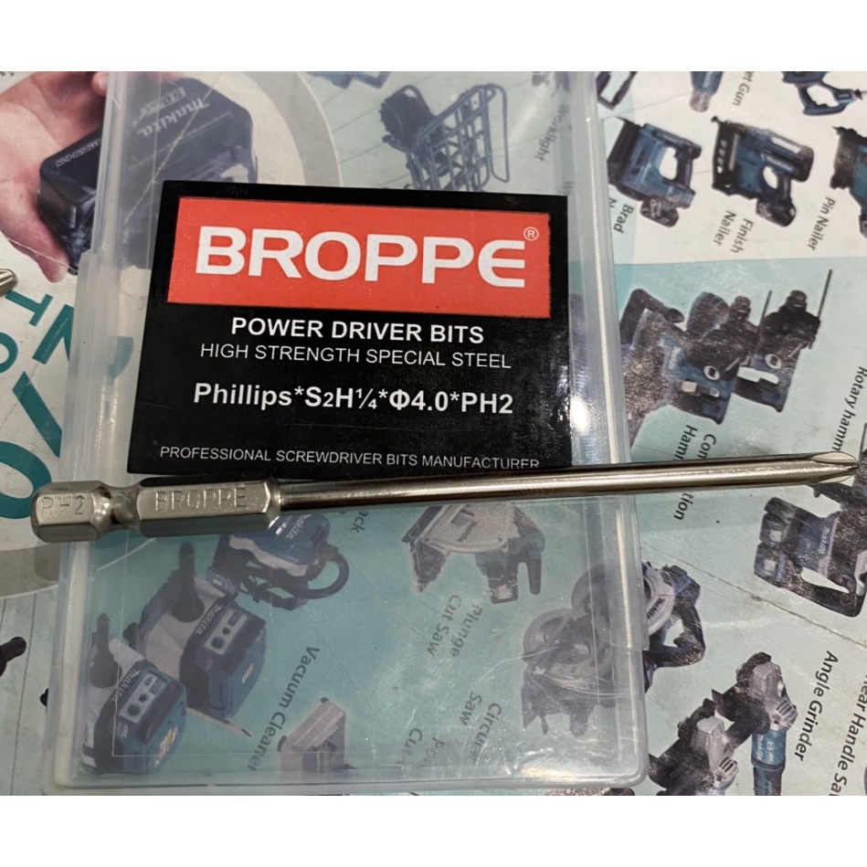 Mũi vít 4 cạnh PH2 4.5mm Broppe, chân lục giác dài 15cm. BN.