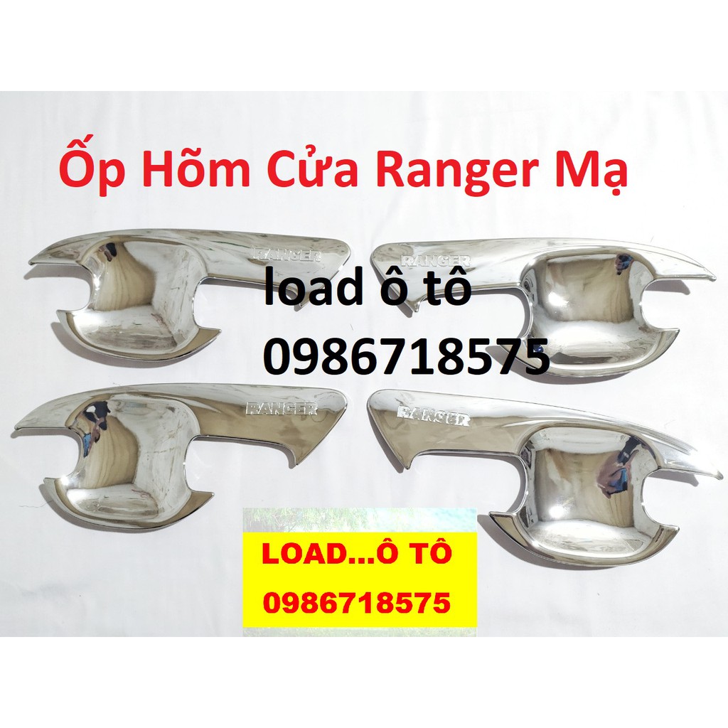 Ốp tay nắm,hõm cửa Xe  Ford Ranger 2022-2016 Nhựa ABS Mạ Crom Sáng Bóng