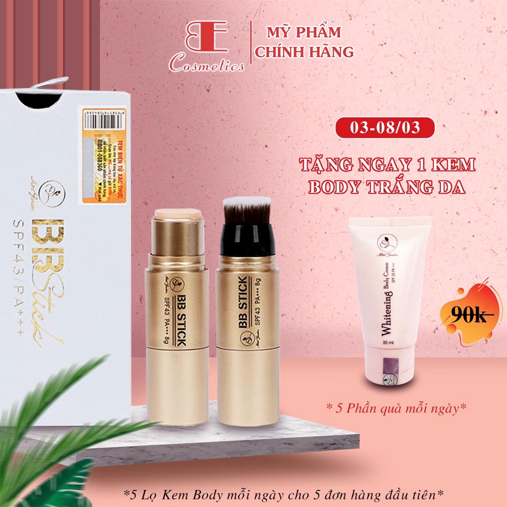 Kem Nền Che Khuyết Điểm Dạng Thỏi 8G Mini Garden BB Stick SPF 43 PA+++ Kèm Đầu Cọ Trang Điểm (KN0001), Ebi Cosmetics