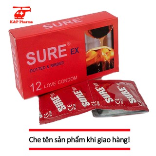 Bao cao su SURE đỏ chống xuất tinh sớm - Hộp 12 cái - BCS Sure đỏ