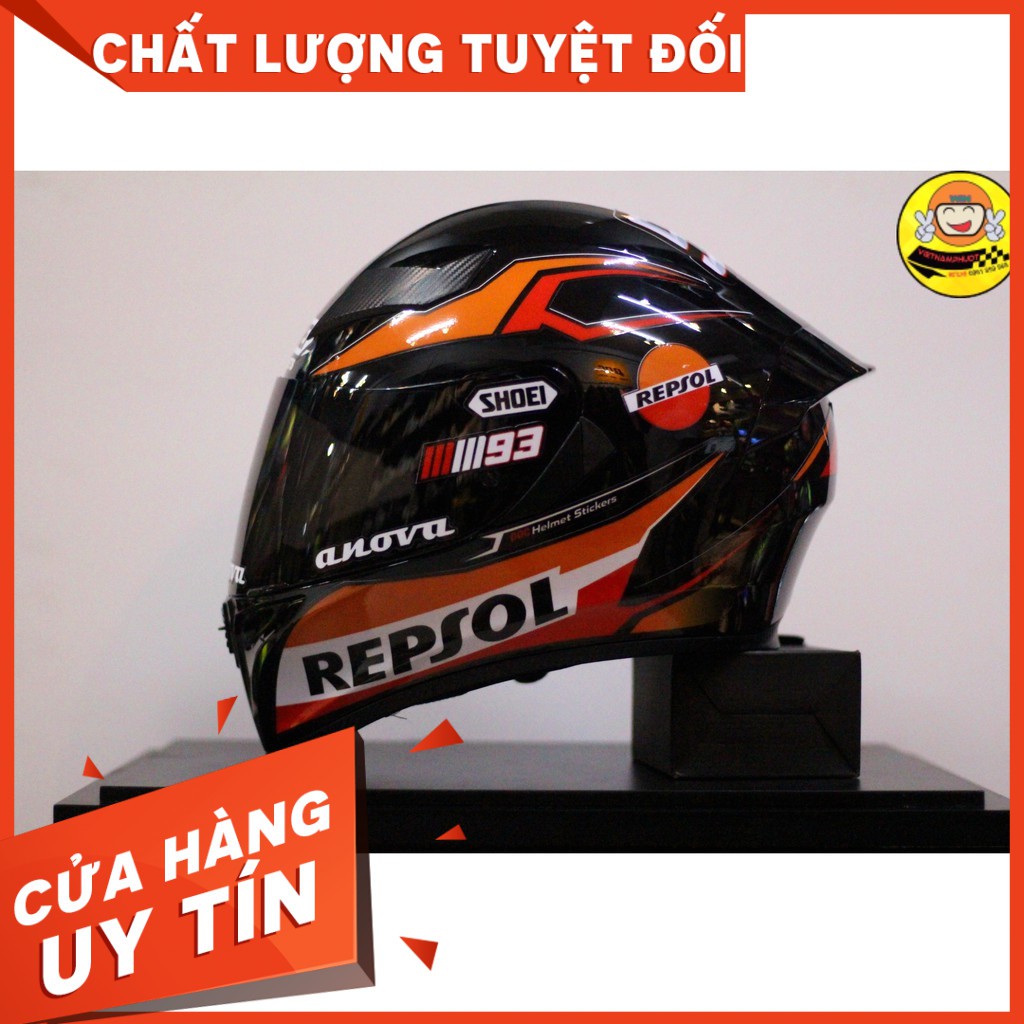 [CHÍNH HÃNG]Nón Bảo Hiểm Fullface M138B Lên tem REPSOL siêu đẹp .  và túi đựng nón