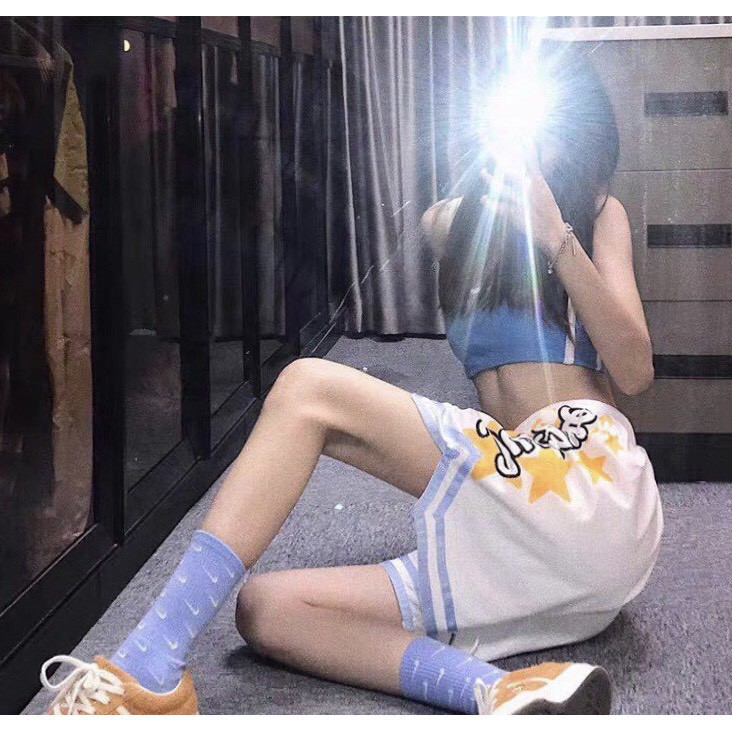 Quần sooc thể thao V phối viền xanh thời trang nam nữ | BigBuy360 - bigbuy360.vn