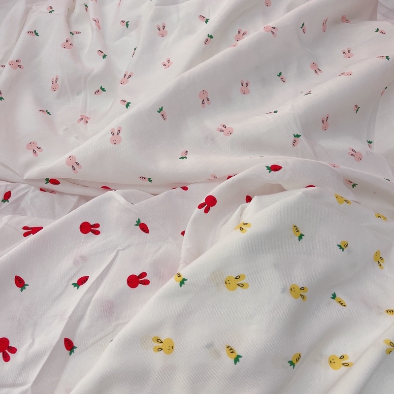 vải đũi mịn mềm mát thỏ cà rốt nhỏ