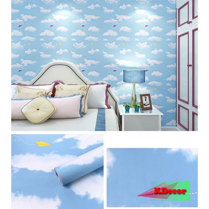 10m Giấy Dán Tường Bầu trời có keo sẵn khổ rộng 45cm