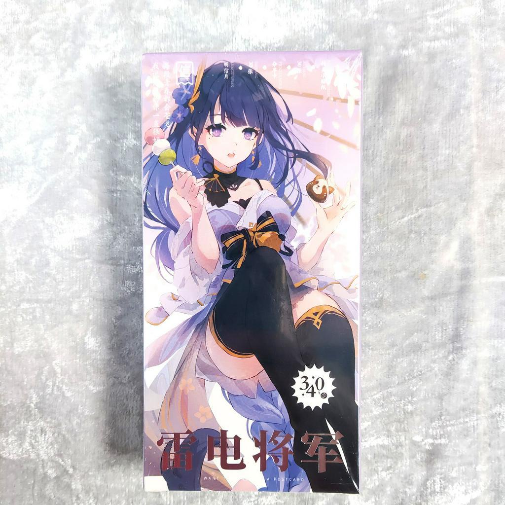 Hộp 340 postcard bưu thiếp Genshin Impact xinh xắn nhân vật Hu Tao, Nahida, Raiden Shogun, Kazuha, Yae Miko, Zhongli