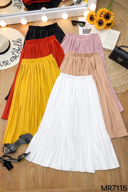 Chân váy midi trơn xếp ly | BigBuy360 - bigbuy360.vn