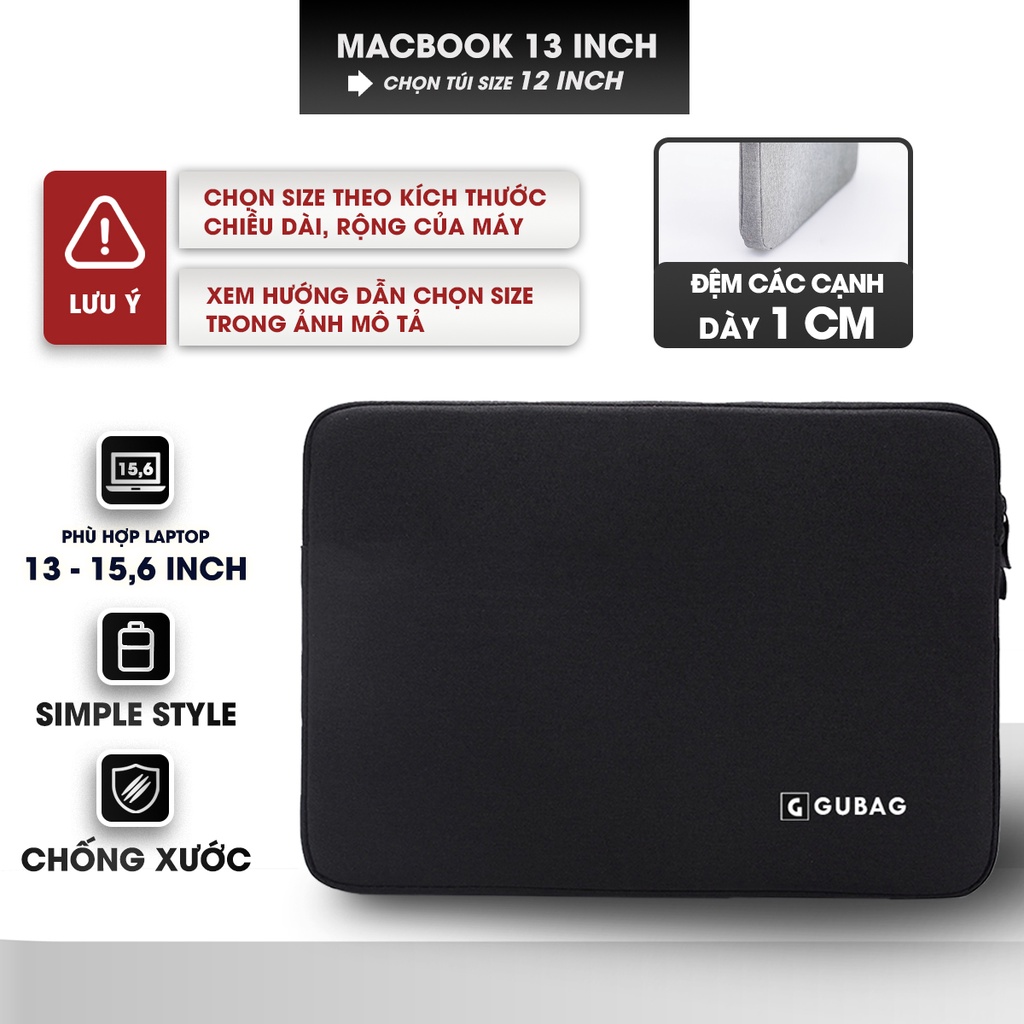 Túi chống sốc Macbook Air, Macbook Pro Gu Bag các đời từ 2011 đến 2021, sử dụng cho cả Macbook M1, chống  sốc laptop