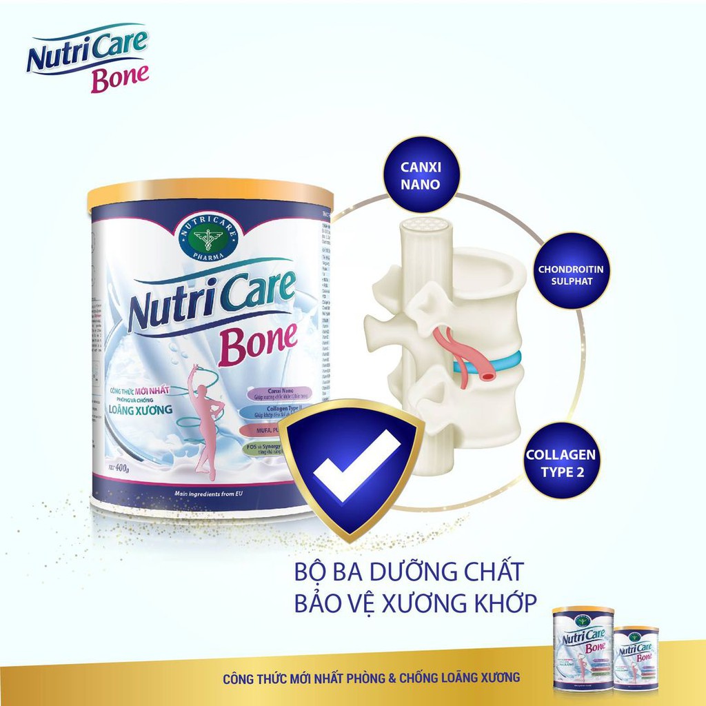 Sữa bột Nutricare Bone phòng chống loãng xương, sụn khớp cho người lớn tuổi (900gr)