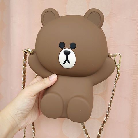 Túi đeo chéo silicon hình Gấu Brown kute
