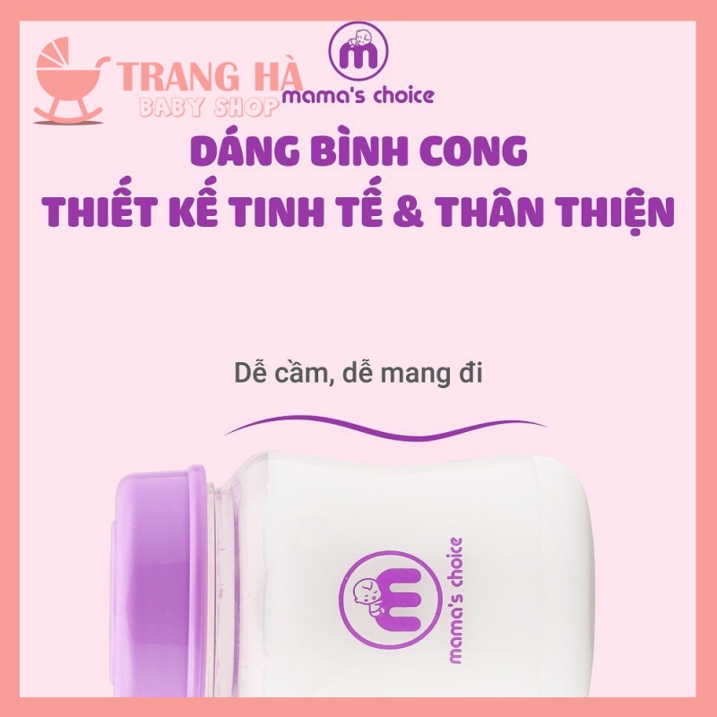 HOTHộp 2 Bình Trữ Sữa Cổ Rộng Mama Choice 180ml Có Nắp Đậy Tương Thích Các Dòng Máy Hút Sữa Cổ Rộng Spectra, Avent,..