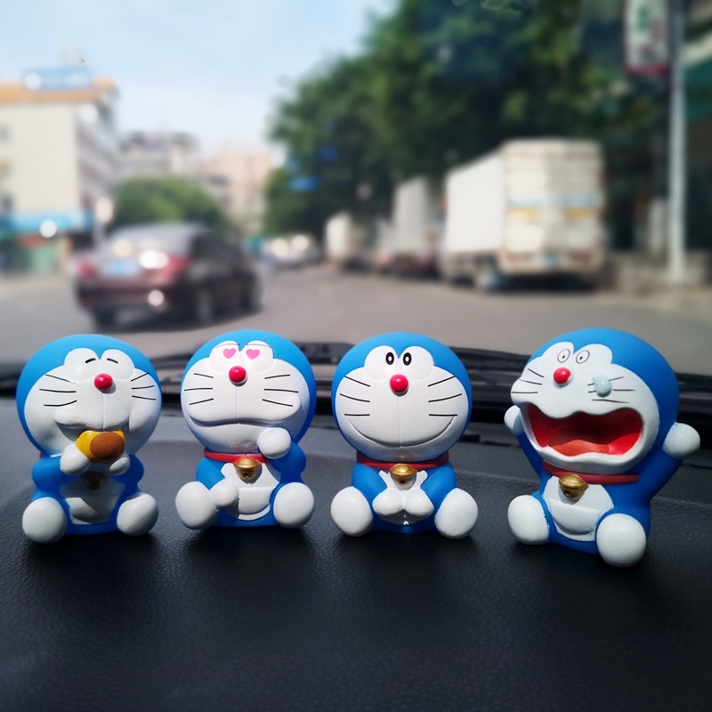 Set 4 mô hình Doraemon dễ thương trang trí nhà cửa, bàn làm việc, bàn học, tủ sách, taplo ô tô, quà tặng