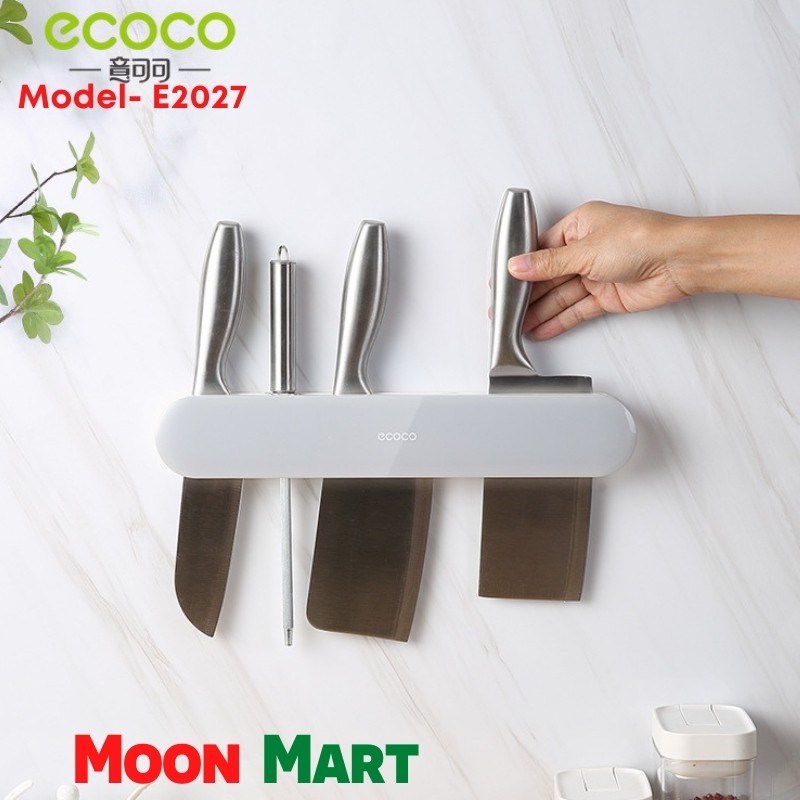 Giá treo đồ nhà bếp, kệ bếp treo dao dán tường ECOCO E2027, móc treo khăn bếp đựng dao thìa đũa chống nấm mốc