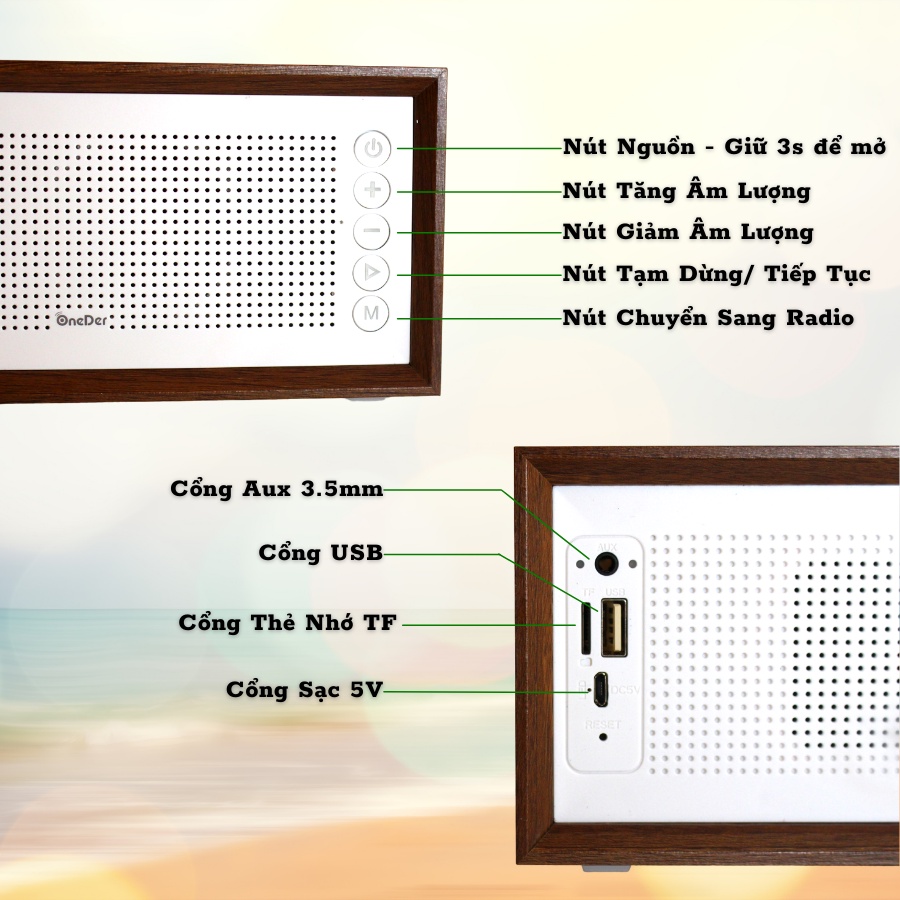 Loa Bluetooth Không Dây OneDer V2 - Công Suất 10W - Âm Siêu Trầm