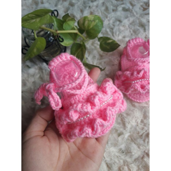 Giày len bèo bé gái sơ sinh 0-18m