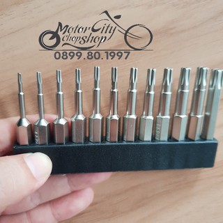 Bộ 12 mũi lục giác hoa thị dài 50mm cho khoan pin, điện