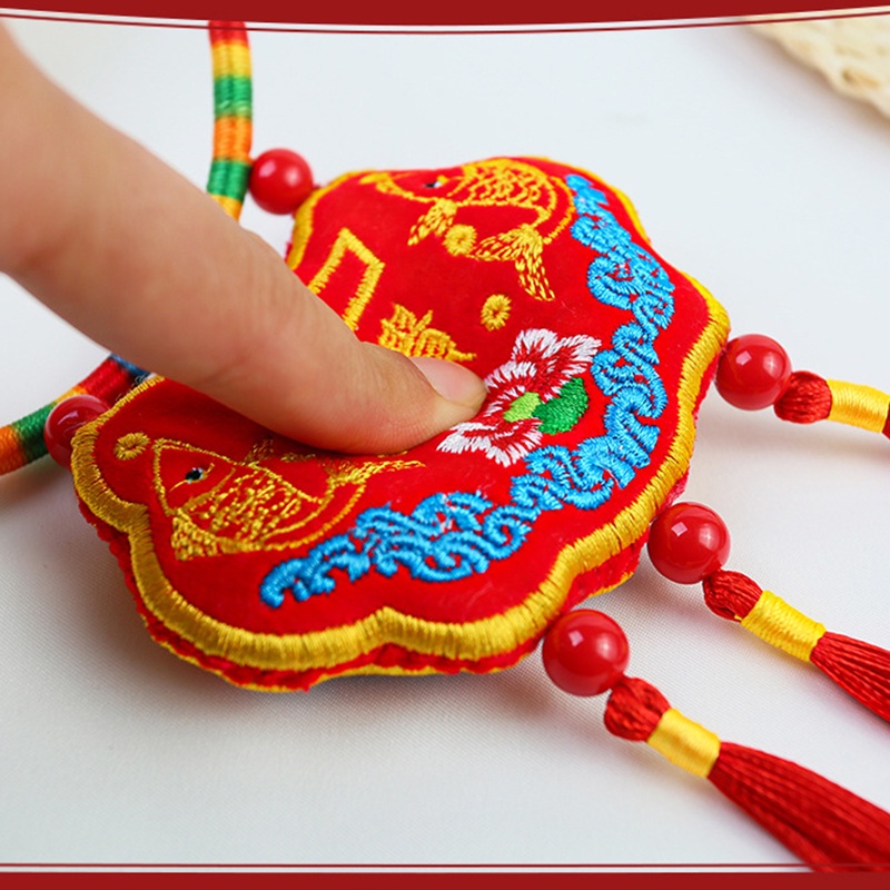 Vòng cổ đeo cổ cho bé cuộc sống lâu dài ruyi thêu quà tặng trăng tròn Dây chuyền cho bé &amp; trẻ em Phụ kiện Trang sức AKKU