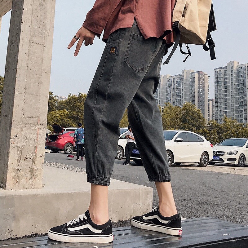 Quần Short Jeans Lửng 7 Tấc Ống Rộng Phong Cách Hàn Quốc Cho Nam