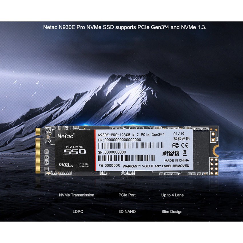 SSD Netac 128GB M.2 2280 NVMe PCIe N930E Pro Gen3*4 Chính Hãng Dùng Cho Máy Tính Laptop PC MacBook Bảo Hành 36T 1 Đổi 1 | BigBuy360 - bigbuy360.vn