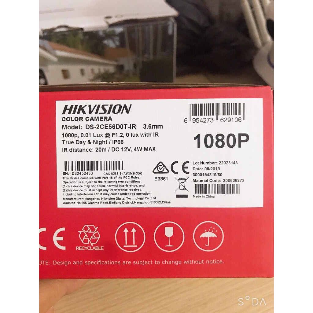 Camera  Hikvision DS-2CE56D0T-IR 2.0 MP FullHD1080P  - Hàng chính hãng