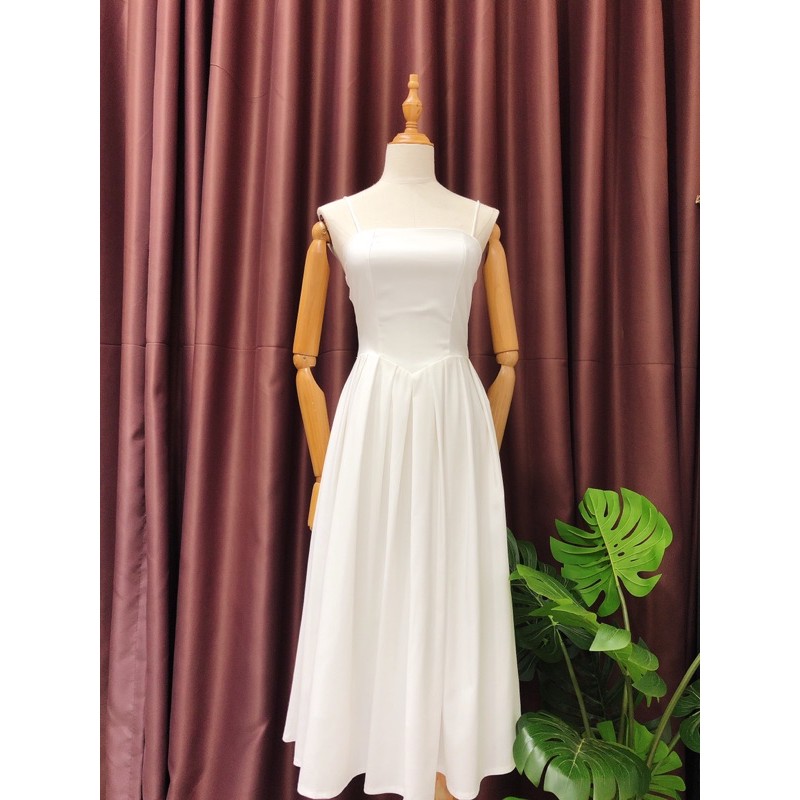 Đầm dự tiệc cao cấp Napubee - váy maxi trắng đi biển thiết kế - Đầm nữ midi 2 dây dáng dài ELLYN DRESS