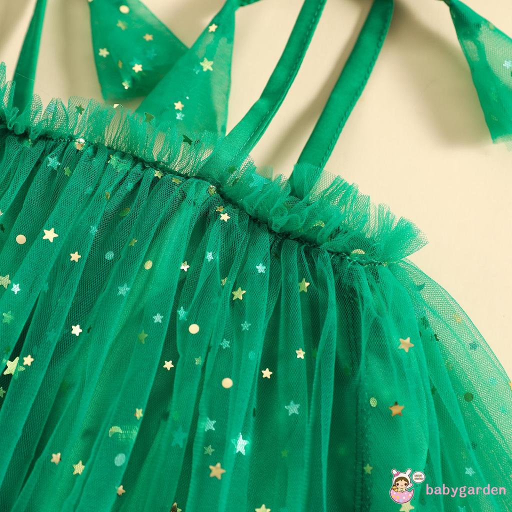 Đầm Chữ A Không Tay Phối Bèo Nhún Đính Kim Sa / Chấm Bi Xinh Xắn Cho Bé Gái 6 Tháng - 4 Tuổi 6 Tháng Tuổi