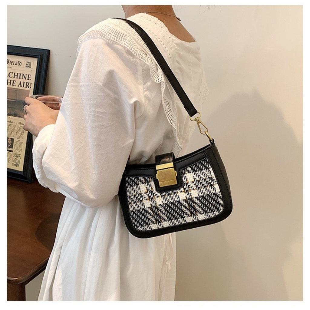 Túi Kẹp Nách Nữ Chất Da Đẹp Khóa Chốt Tặng Kèm Dây Đeo Chéo THONGOCSHOP Kiểu Dáng Cute Size 19